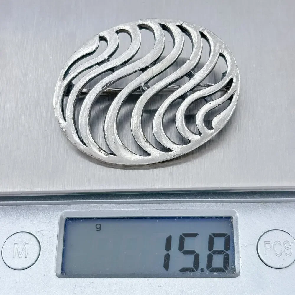 Vintage Coro Silver-Tone Openwork Wave Brooch